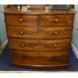A Victorian mahogany bow fronted chest fitted with five drawers