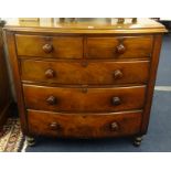 A Victorian mahogany bow fronted chest fitted with five drawers.