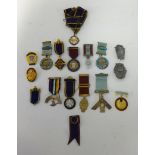 Various Masonic pendants including 1940's enamelled and silver gilt, Fortitude Lodge, two 9ct gold