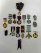 Various Masonic pendants including 1940's enamelled and silver gilt, Fortitude Lodge, two 9ct gold