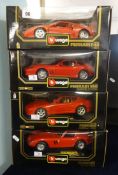 Burago, four Ferrari models, boxed (4).