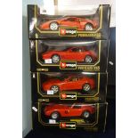 Burago, four Ferrari models, boxed (4).