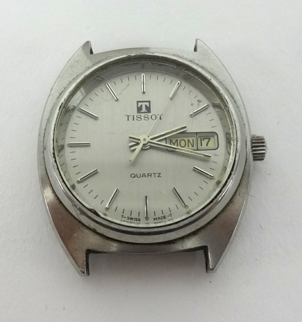 Tissot, a gents stainless steel 'Day Date' wristwatch, also a silver fashion watch John Perret,