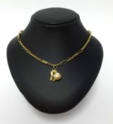 A 9ct gold necklace with fish charm approx 10.2gms.