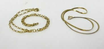 Two 9ct gold necklaces, approx 9.4gms.
