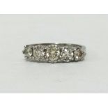An antique five stone diamond ring, finger size R.