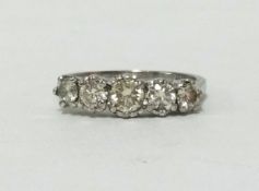 An antique five stone diamond ring, finger size R.