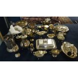 A large quantity of silver plated tableware's, entre dishes, coffee pots, pierced dishes, servers,