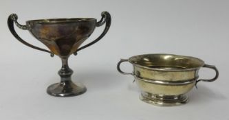 George V Sheffield silver porringer EV (Edward Viner) together with a twin handled trophy (1930's