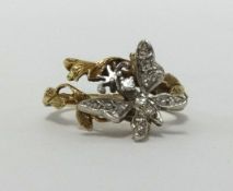 A 14k gold butterfly set dress ring, finger size P.