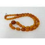 Amber beads, 82.90gms.