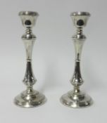 A pair of silver candlesticks, height 26cm.