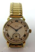 Smiths, a small vintage gents gold cased wrist watch with sub second dial.