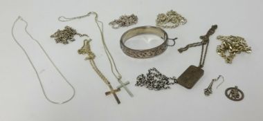 A collection of various silver jewellery, approx 195gms, together with a silver bangle.