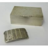 A George V silver and engine turned card case together with a silver cigarette box, 14cm x 9cm x 5cm