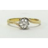 An 18ct yellow gold diamond solitaire ring, finger size M1/2.