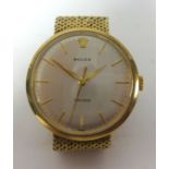 Rolex, a gents 9ct gold manual wind 'Precision' wristwatch, with baton dial, integral bracelet,