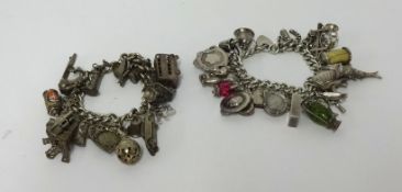 Two silver charm bracelets, approx 259gms.