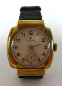 Rolex, a vintage gents gold cased wristwatch, sub second dial, manual wind, the back plate number