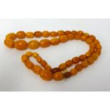 Amber beads, 45.90gms.