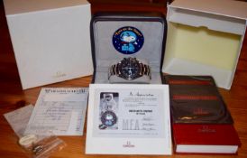 Omega, Speedmaster Professional, Snoopy Award, a gentleman's stainless steel bracelet watch, ref: