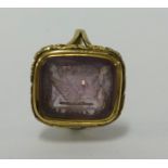 An antique 9ct seal ring (with lead solder).