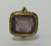 An antique 9ct seal ring (with lead solder).