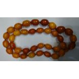 An Amber butterscotch/yellow necklace. 93.2grms.