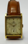 Omega, a vintage small gents 18ct wristwatch with sub-second dial, stamped '18k' inside the back