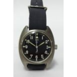 CWC, a gents military mechanical wristwatch circa 1970's, with black dial, arabic numerals, No.523'