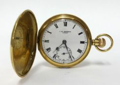 J.W Benson, a 9ct gold full hunter keyless pocket watch with sub-second dial (total weight 62.4gms),