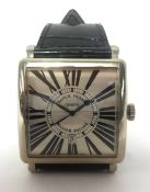 Franck Muller, a fine gentleman's 'Master Square' 18ct white gold wristwatch with original