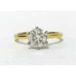 An 18ct gold Diamond solitaire ring, brilliant cut approx 1.33 carat, colour is I-J colour