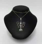 David Andersen, Norway, sterling silver contemporary pendant and chain.