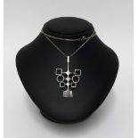 David Andersen, Norway, sterling silver contemporary pendant and chain.