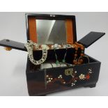 A collection of costume jewellery, in oriental lacquered box.