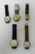 Five vintage wristwatches including Countess automatic, Ingersoll etc.