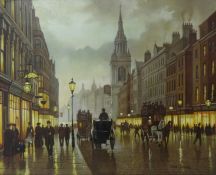 Steven Scholes (Northern British 1952-) 'Cheapside, The City of London 1890', signed oil on