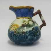 A Majolica pottery fish jug, height 20cm.
