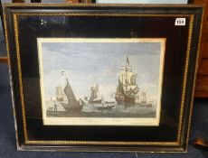 A collection of marine art including Howard Wyllie a pair of signed prints 'The Battle of Quiberon
