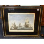 A collection of marine art including Howard Wyllie a pair of signed prints 'The Battle of Quiberon