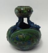 Brannam Barum, pottery art noveau fish gourd vase, signed and dated 1902, height 28cm.