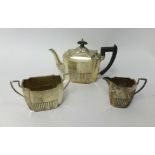 A silver 3 piece bachelor tea set, approx. 19.21gms.