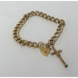 A 9ct gold curb link bracelet with cross propelling pencil, weight excluding pencil approx 18.8gms.