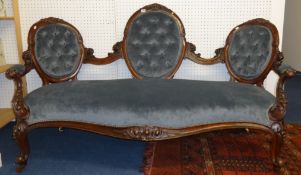 A good Victorian triple chair back and mahogany framed settee.