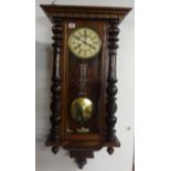 Gustav Becker (GB), 19th Century Vienna style wall clock, with key, overall height approx 90cm.
