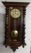 Gustav Becker (GB), 19th Century Vienna style wall clock, with key, overall height approx 90cm.