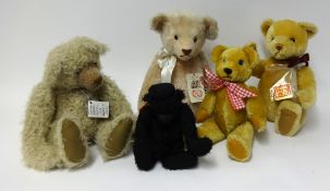 Collection of five bears including Gund bear 'Andrew Bearkin' style No9654 (5)