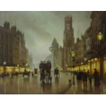 Steven Scholes (Northern British 1952-) - 'Fleet Street, London, 1895', signed oil on canvas, titled