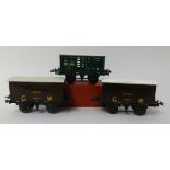 Two Hornby gauge O (Great Western Railway) milk traffic vans and a boxed No1 (Southern) Railway milk